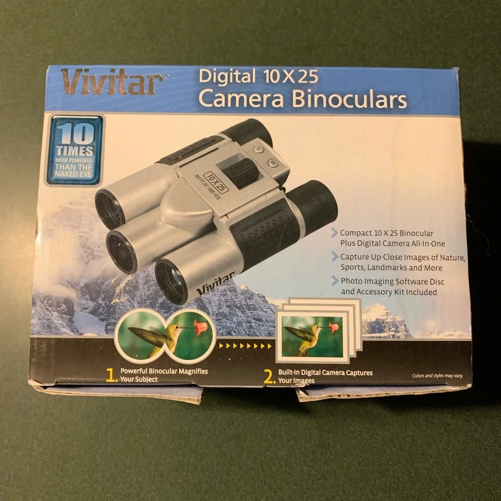 Digital 10x25 Camera Binoculars - Silver and Black
